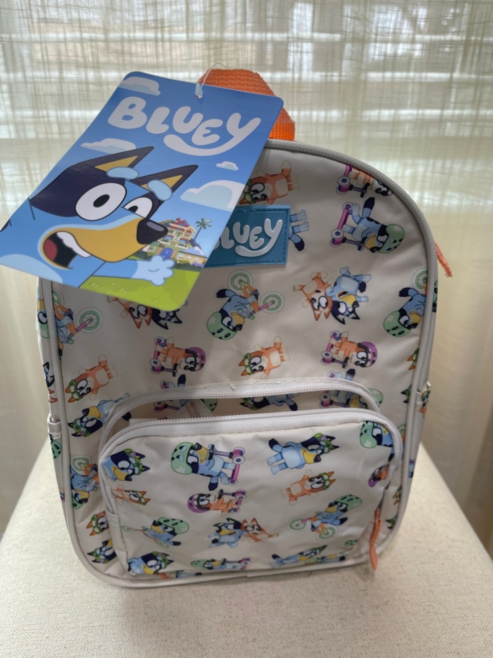 BLUEY  Cream Kids Backpack with Multicolor Bluey Character Print